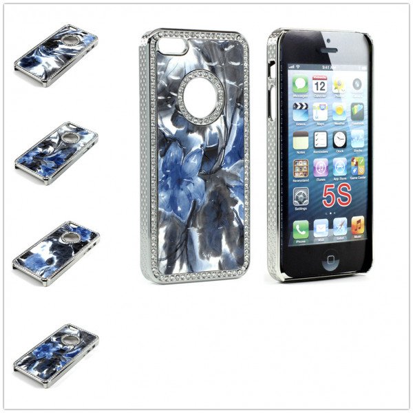 Wholesale iPhone 5 5S  Fusion Diamond Chrome Case (Blue MIX)